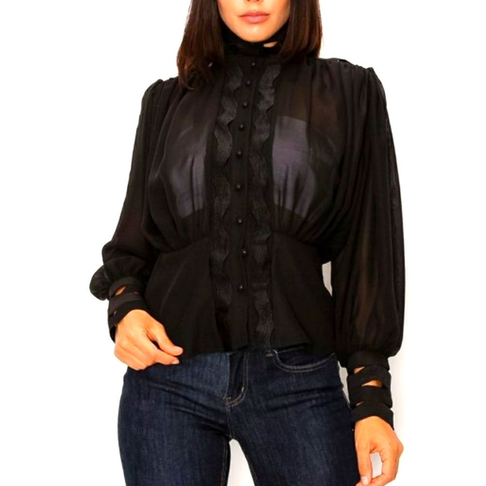 Black Blouse W/Cutout Design